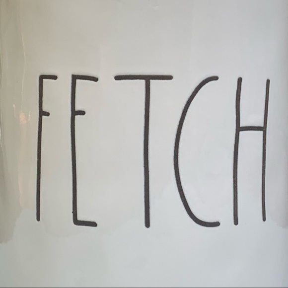 Rae Dunn FETCH Canister Dog Treat Jar White Black Letters Dimples NWT 2017 OG - Picture 3 of 16